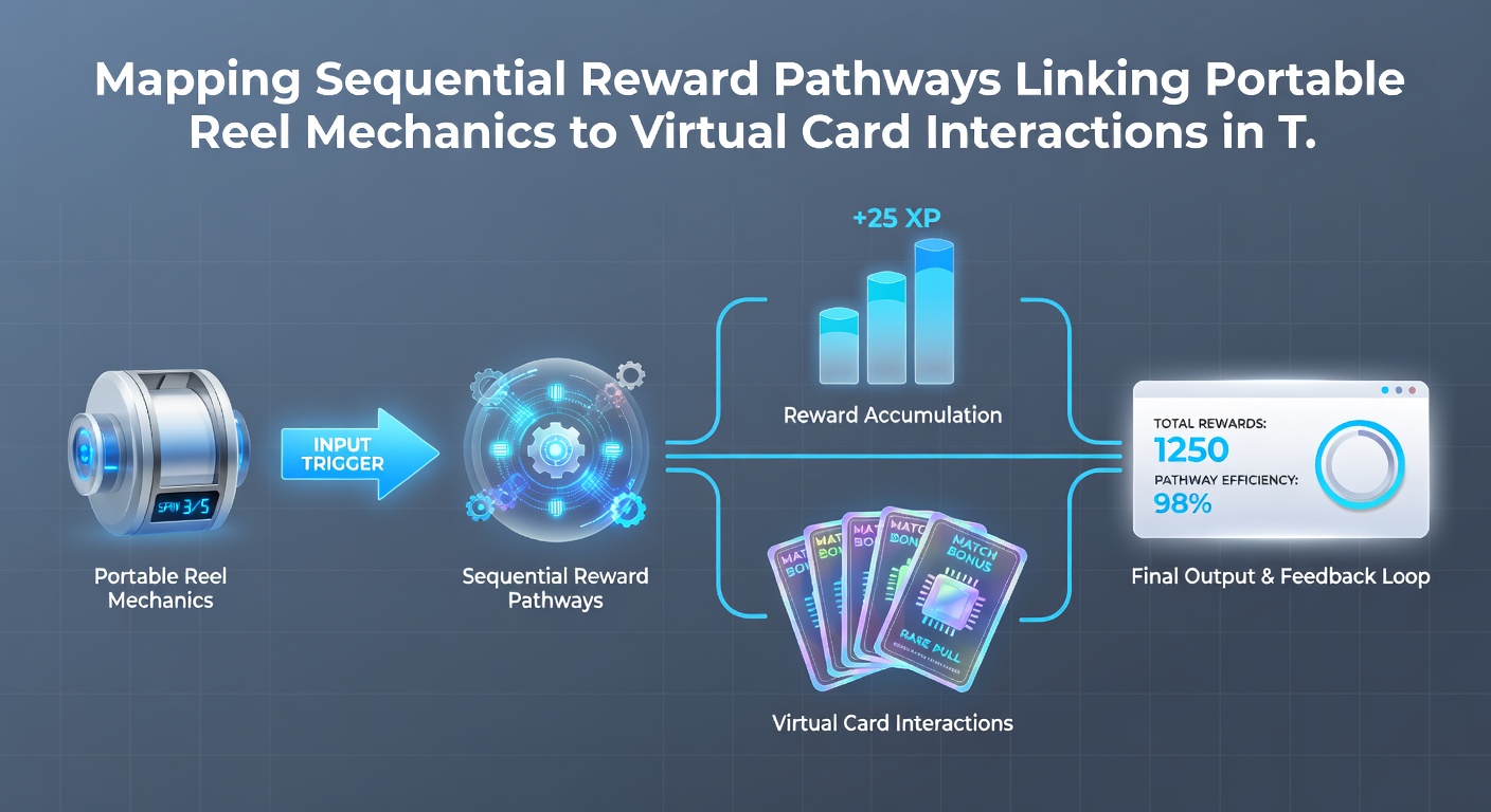 Flowchart illustrating sequential reward transfers between reel mechanics and card interactions on tiered mobile platforms