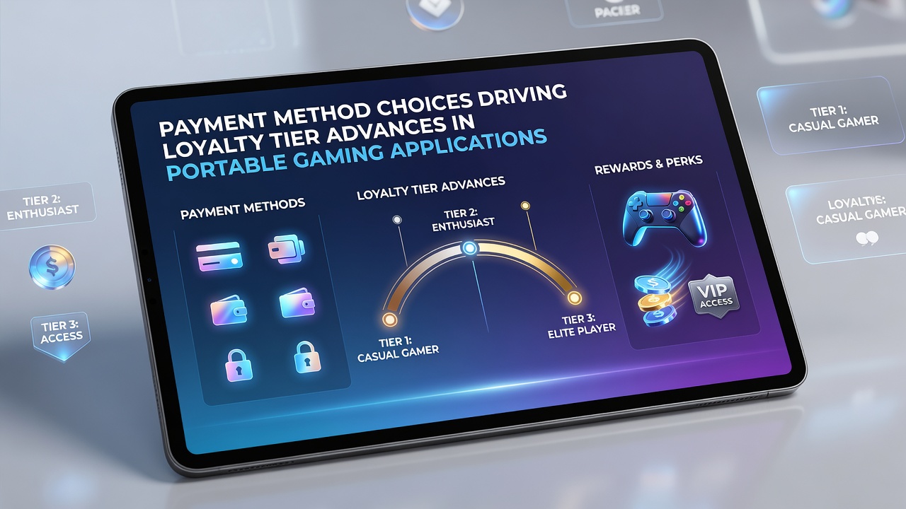 Loyalty tier dashboard in a portable gaming app with payment history and advancement metrics