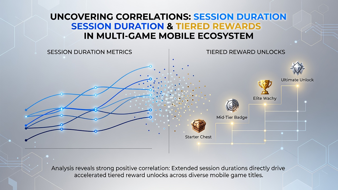 Infographic illustrating user progression paths linking session length to reward unlocks across mobile game types